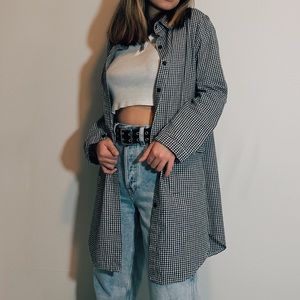 Oversize gingham long shirt